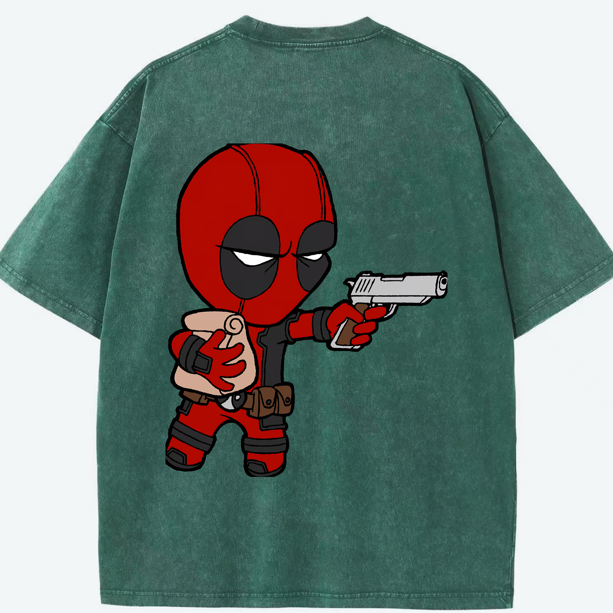 （画像用） Deadpool デッドプール 綿100% ヴィンテージ風 半袖Tシャツ（背面プリント）